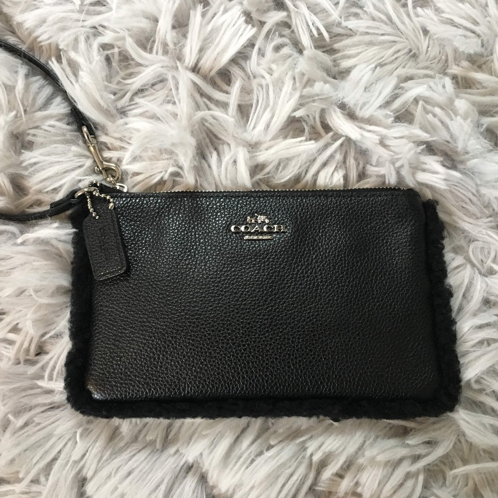 Coach Nolita Wristlet 15 with Shearling Trim
